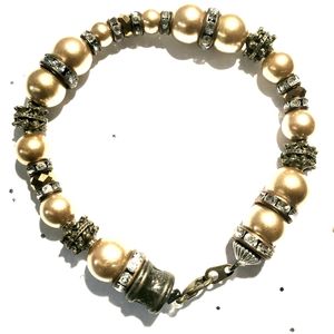 6mm Metal and glass bracelet with crystal spacers